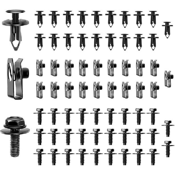 35PCS Car Engine Cover Clips Fasteners,Screw & Bolt Assortment Sets For Splash Shield Bumper Guard Under Cars,Car Push Retainer Clips Compatible With