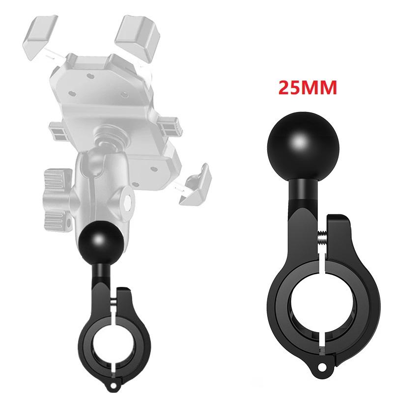 Aluminum Alloy Motorcycle Handlebar Phone Holder with 1'' TPU Ball 25mm/17mm Ball Head Extension Base Is Stable and Non-slip