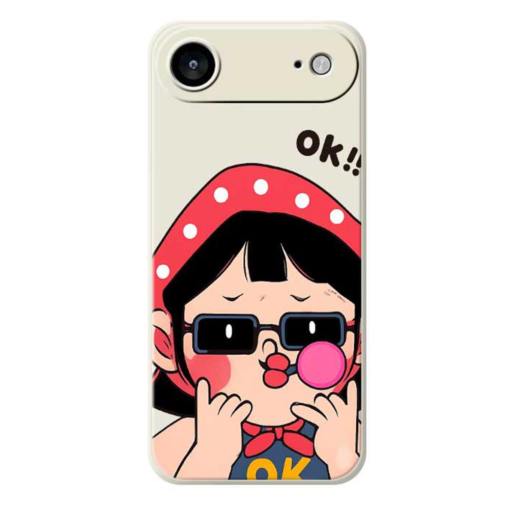 

For iPhone 17 Air Case Cute Kid Pattern Printing Straight Edge TPU Phone Back Cover Beige