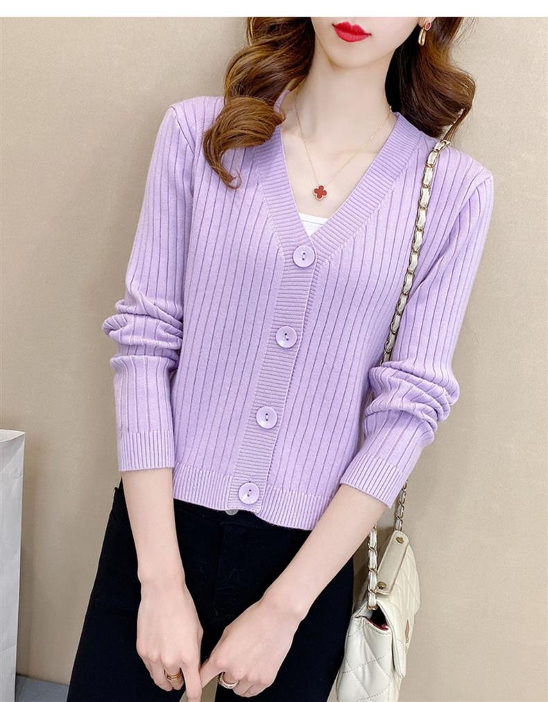 2025 New Style Petite V-Neck Airy Knit Cardigan for Early Autumn