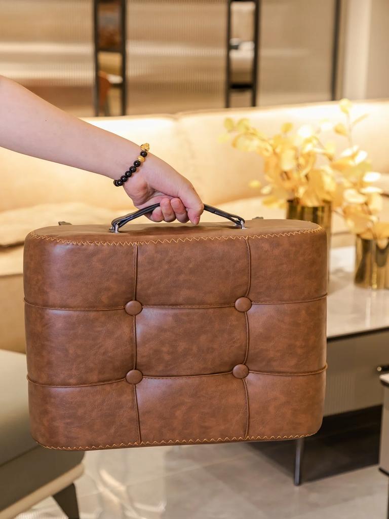 Modischer Schuhwechselhocker Flurhocker Leder Sofahocker Leder Amerikanisch Leichter Luxus Italienische Schuhe Endstück