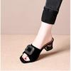 Summer Wear European and American Fashion Sexy Fairy Style Home Casual Temperament Open-toed Rhinestone Square Buckle Slippers Woman