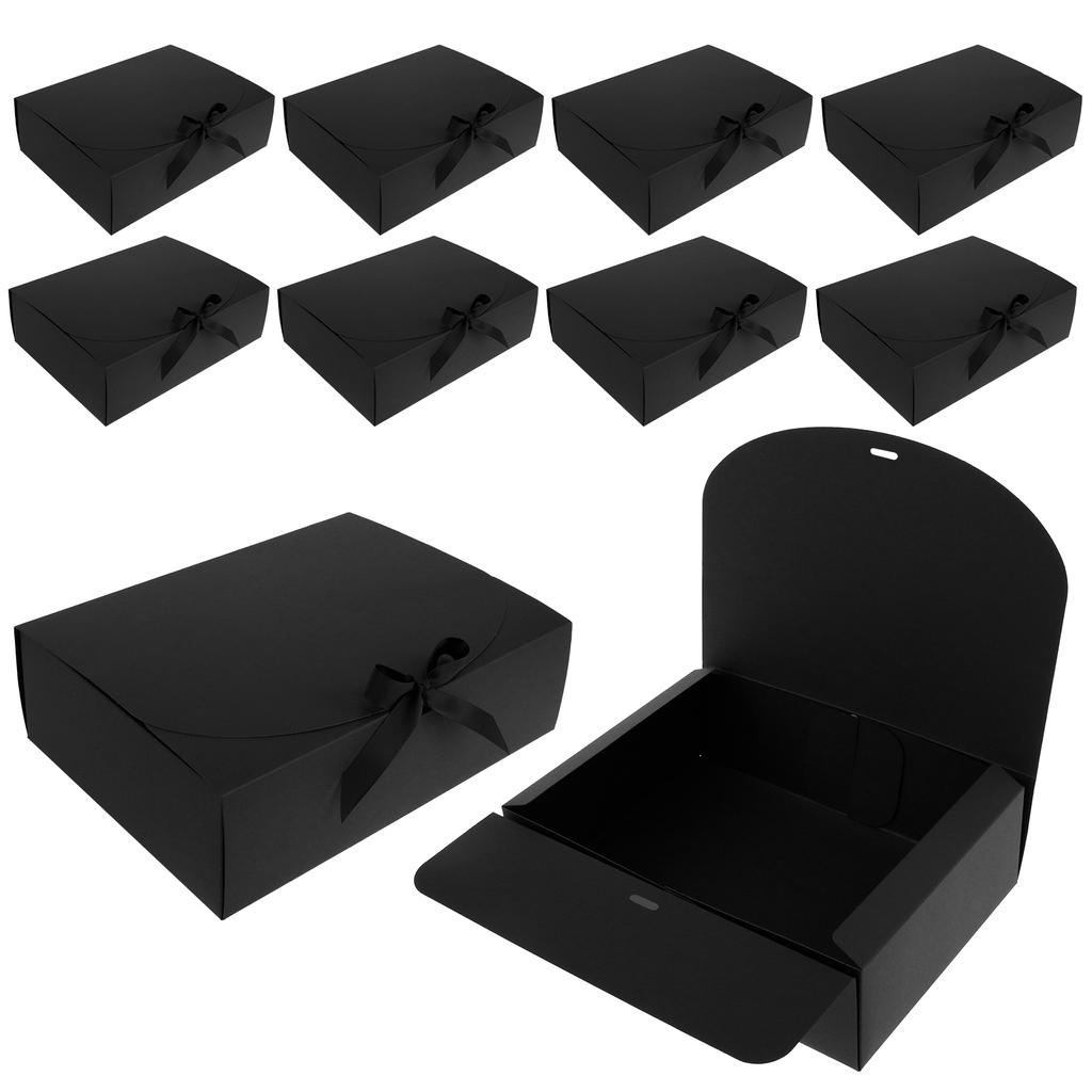 10 Pcs Gift Boxes with Lids and Ribbon Paper Present Box Large Capacity Decorative Party Weddings Birthday Holiday Candy Storage