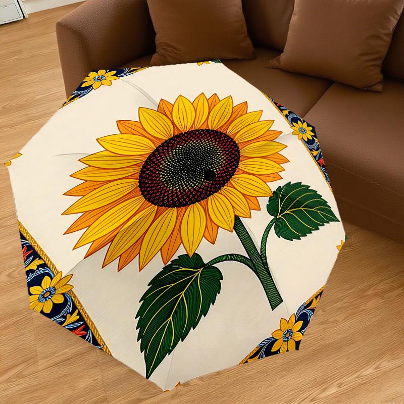 1pc Sunflower Pattern Automatic Open/Close Umbrella with Windproof, 8-Rib Sturdy Canopy, Durable Ribs, Fashionable Design1220A