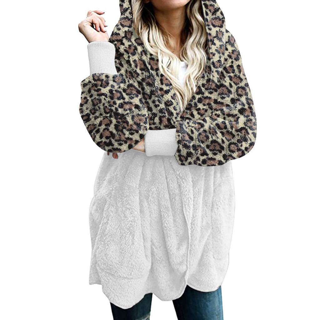 Ladies Casual Plush Hooded Cardigan 