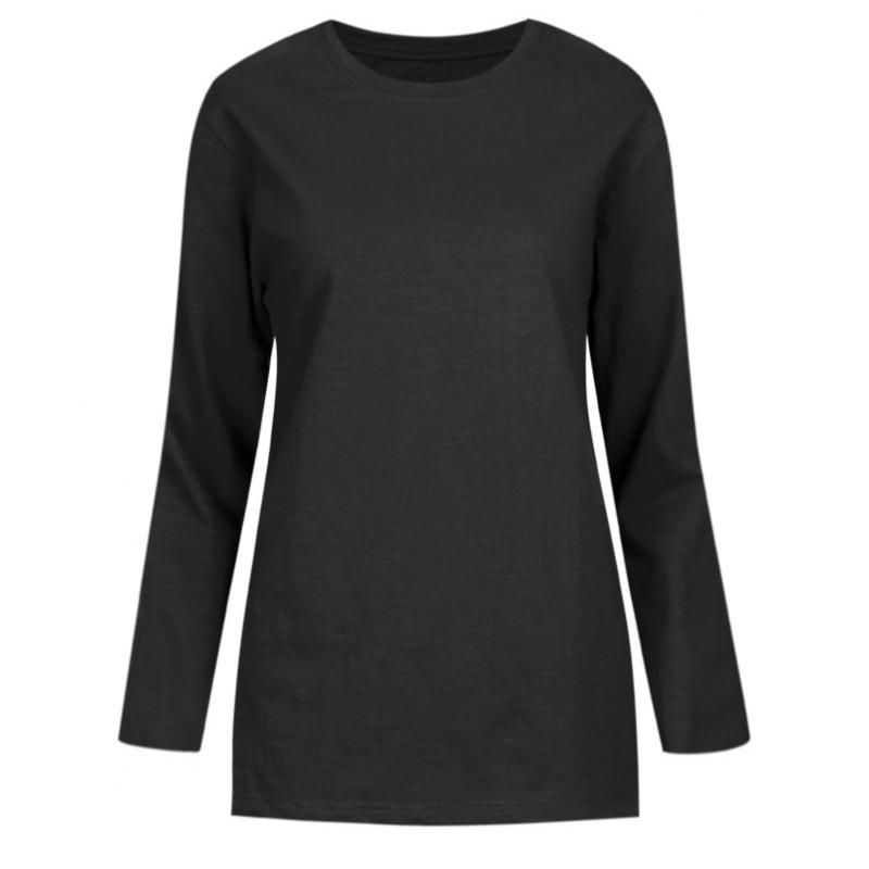 Shop   Women Loose FiT Slub Round Long Sleeve T shirT Brown Dai Wsh 1009