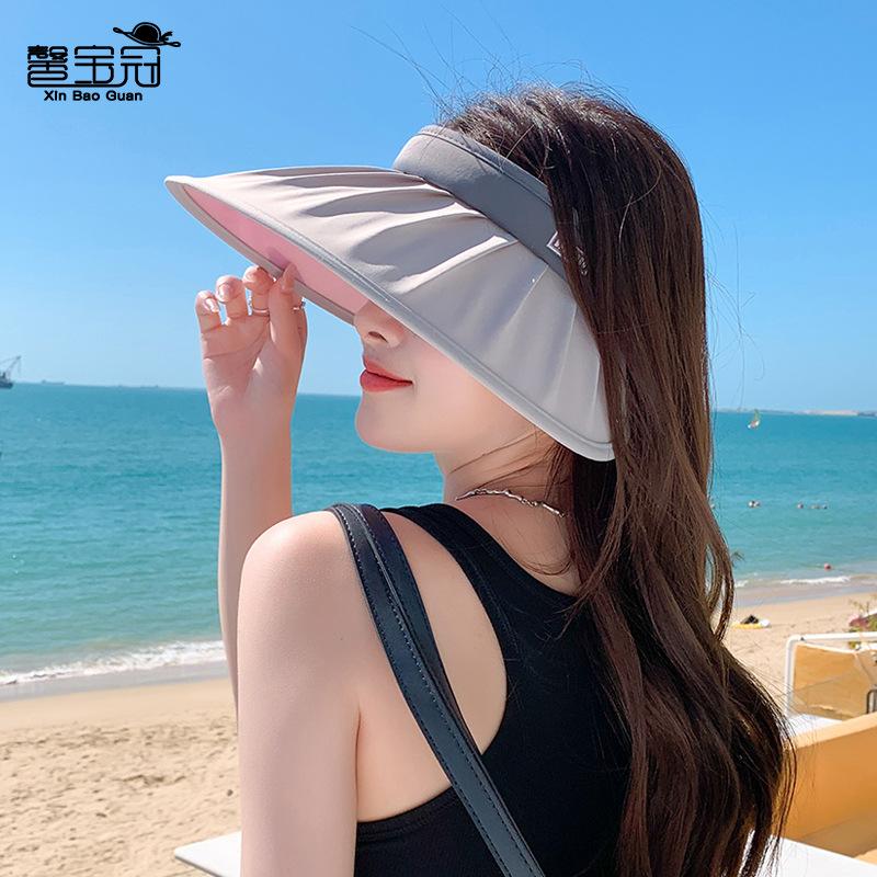 New Summer UV Protection Empty Top Shell Hat UPF50 + Sun Protection Sun Hat Color-changing Big Brim Sun Hat Children