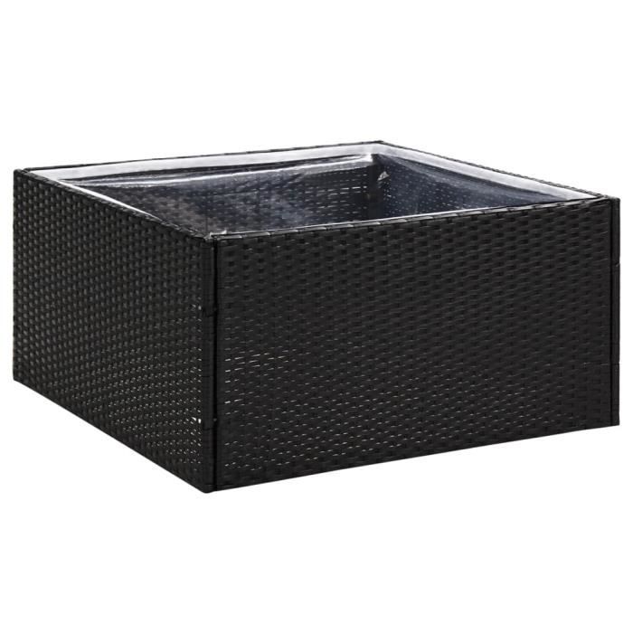 VidaXL Planter Black 80x80x40 Cm Woven Resin