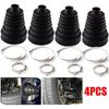 4Pcs Black Universal CV Boot Constant-Velocity Dust Cover Joint Boot Drive Shaft