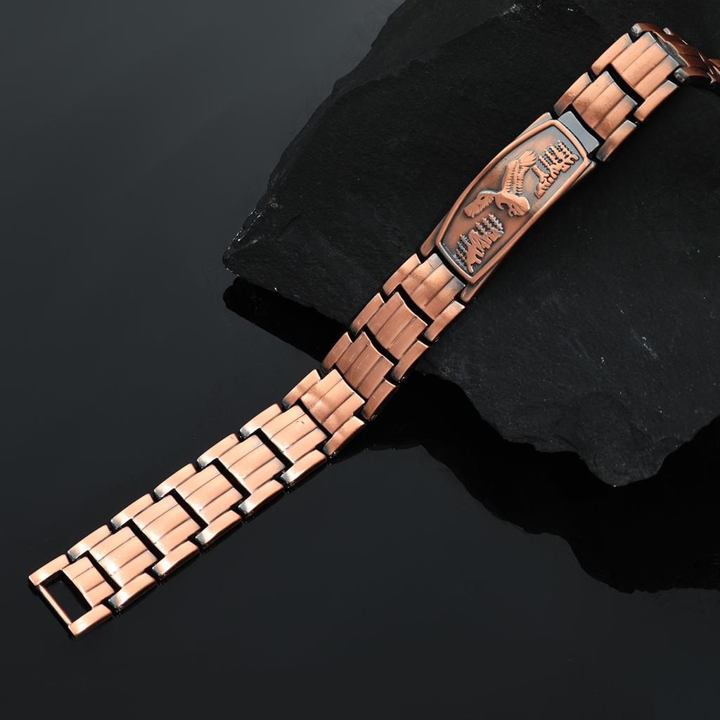 Bracciale Aquila in Rame Puro 99,9% Bracciale Magnetico Ultra-Resistente Per uomo Regolabile Regalo Perfetto Per Padre Marito Aquila