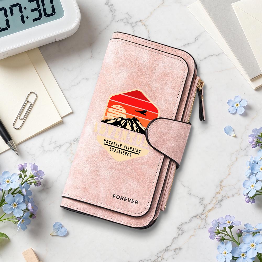 Adventure Pattern Long Purse for Daily Use Fashion Multi Card Holder Portable Wallet