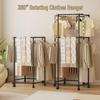Freestanding Clothes Drying Rack with Pole Hanger for Indoor and Balcony Use