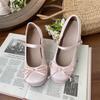 Fashion 2025 Spring Women Shoes Cute Sweet Bowknot Mary Janes for Women Vintage Silk Med Heels  Pumps Ladies Banquet Wedding Single Shoe