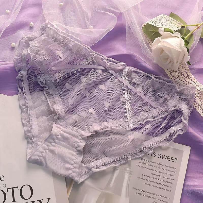 Ice Silk Embroidered Underpants for Women: Quick Drying Breathable Soft Comfortable Sexy Translucent Summer Mesh Briefs