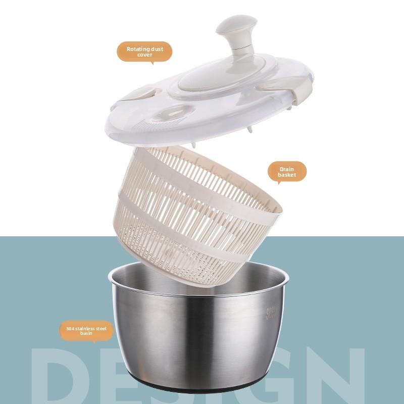 6L Odstředivka na salát Nerezová Velký mycí koš na zeleninu S PP víkem Pro myčku ovoce Těstoviny & Hranolky Odstředivka Sušička salátu