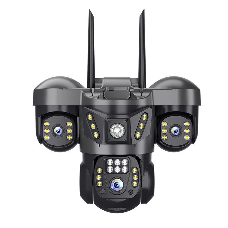 V380 Tri-Lens Home Monitor with Night Vision: 4G WiFi, Triple-Screen Surveillance Camera