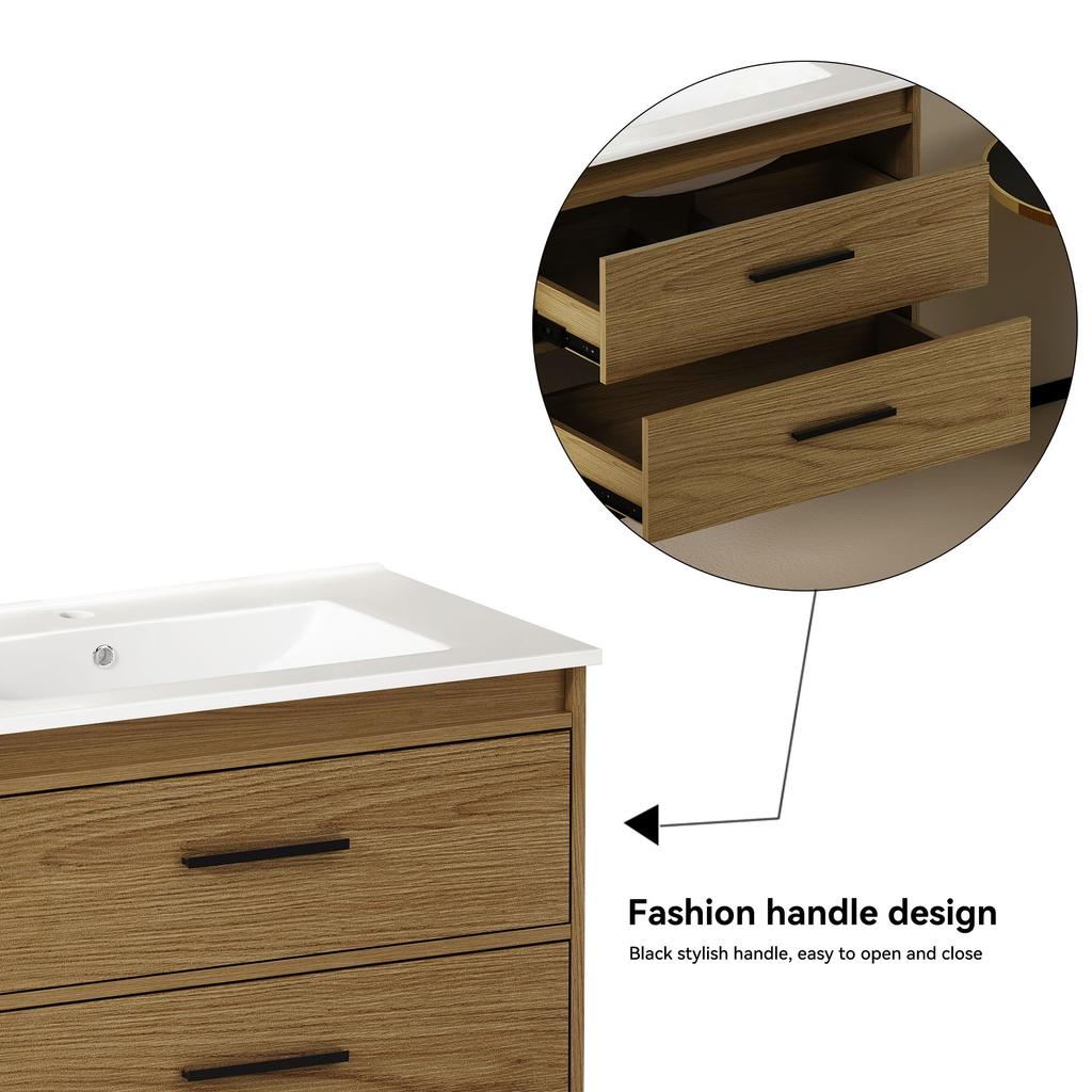 75cm Bathroom Cabinet Light Oak with Ample Storage Space - 2 Drawers