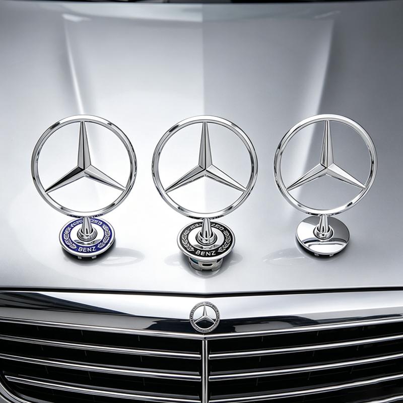 Mercedes Benz Engine Hood Chrome 3D Badge Emblem For Mercedes Benz C E S Class W204 W205 W212 W213 W211 W220 Auto Parts keychain HO1