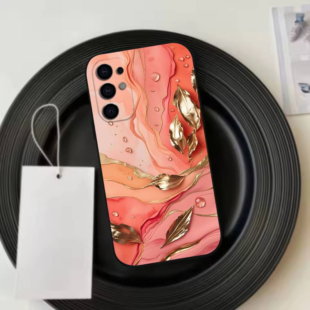 Luxury Pink Blue Oil Painting Phone Case For Samsung S25,S24,S21,S22,S23,S30,Ultra,S20,Plus,Fe,Soft Silicone Black Cover