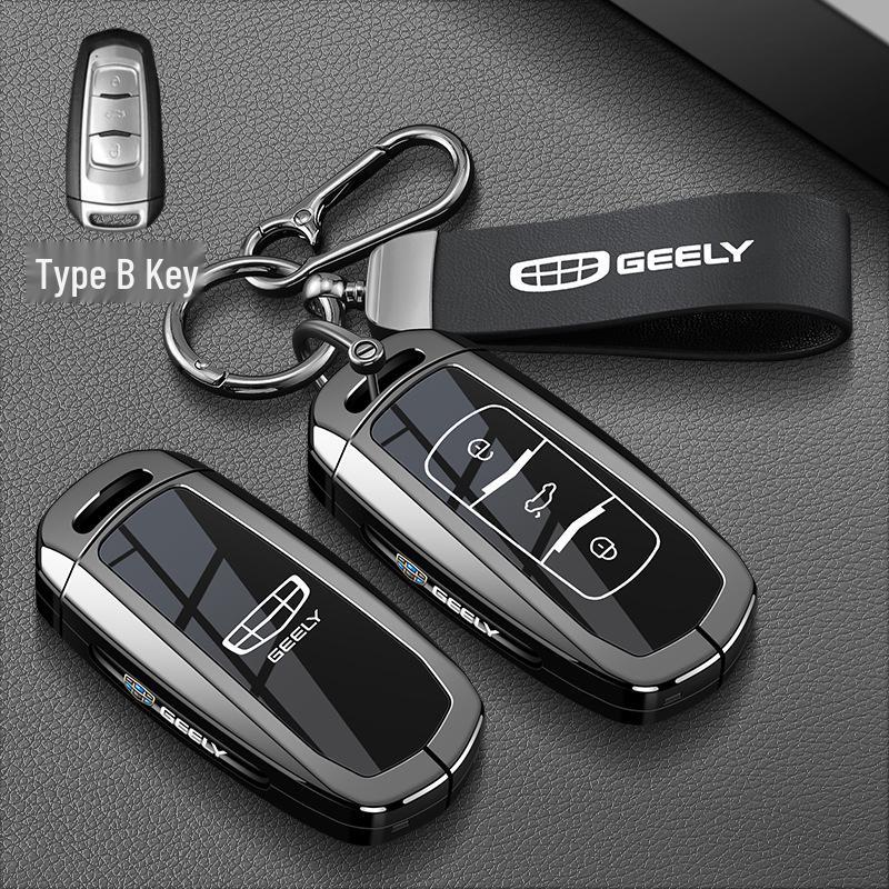 Genuine Leather Key Case for Geely Models: Xingrui, L Binrui, Emgrand, Xingyue L, Binyue, Icon, Boyue Pro, Jiaji