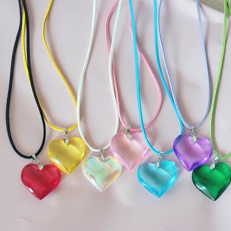 Large Heart Necklace Crystal Heart Pendant Clavicle Chain Romantics Heart Choker Anniversaries Gift for Women Girl Teen