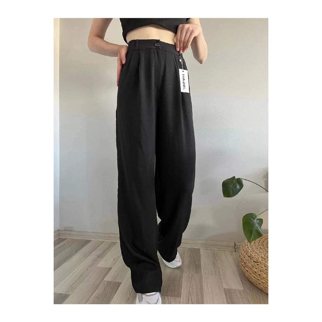 Women's Oil Green High Waist Linen Palazzo Pants