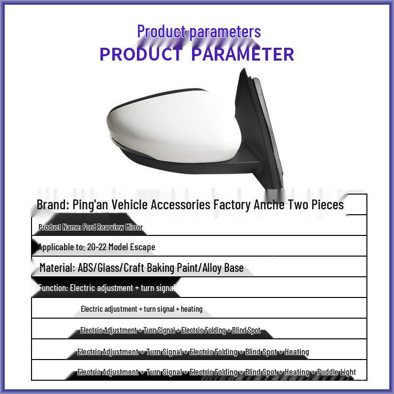 Ford Kuga 2020-2022 Rearview Mirror Assembly with Painted Folding and Reversing Function