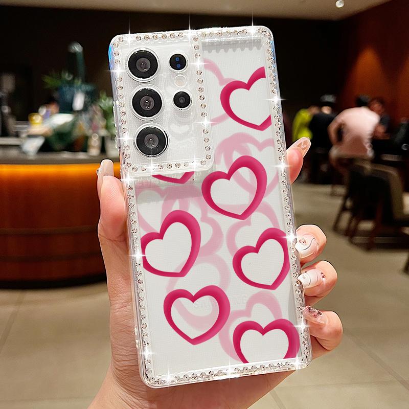 

Градиентные сердца Бриллиантовый чехол для телефона для Samsung Galaxy S25 Edge S24 Ultra S23 FE A56 A36 A55 A54 A35 A15 A16 A53 A25 Мягкий чехол Galaxy S23 FE