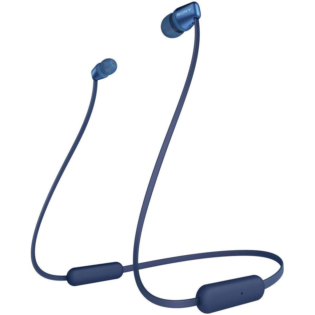 Sony Wireless Bluetooth Up to 15 Hours of Continuous Flat 2019 LC WI-C310 Earphones Compatible, Playback, Built-in Microphone, Cable, Model, Blue,