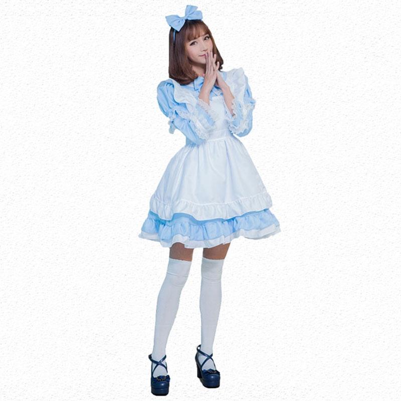 Alice In Wonderland Costume Cosplay Women Girl Maid Lolita Fancy Halloween Dress