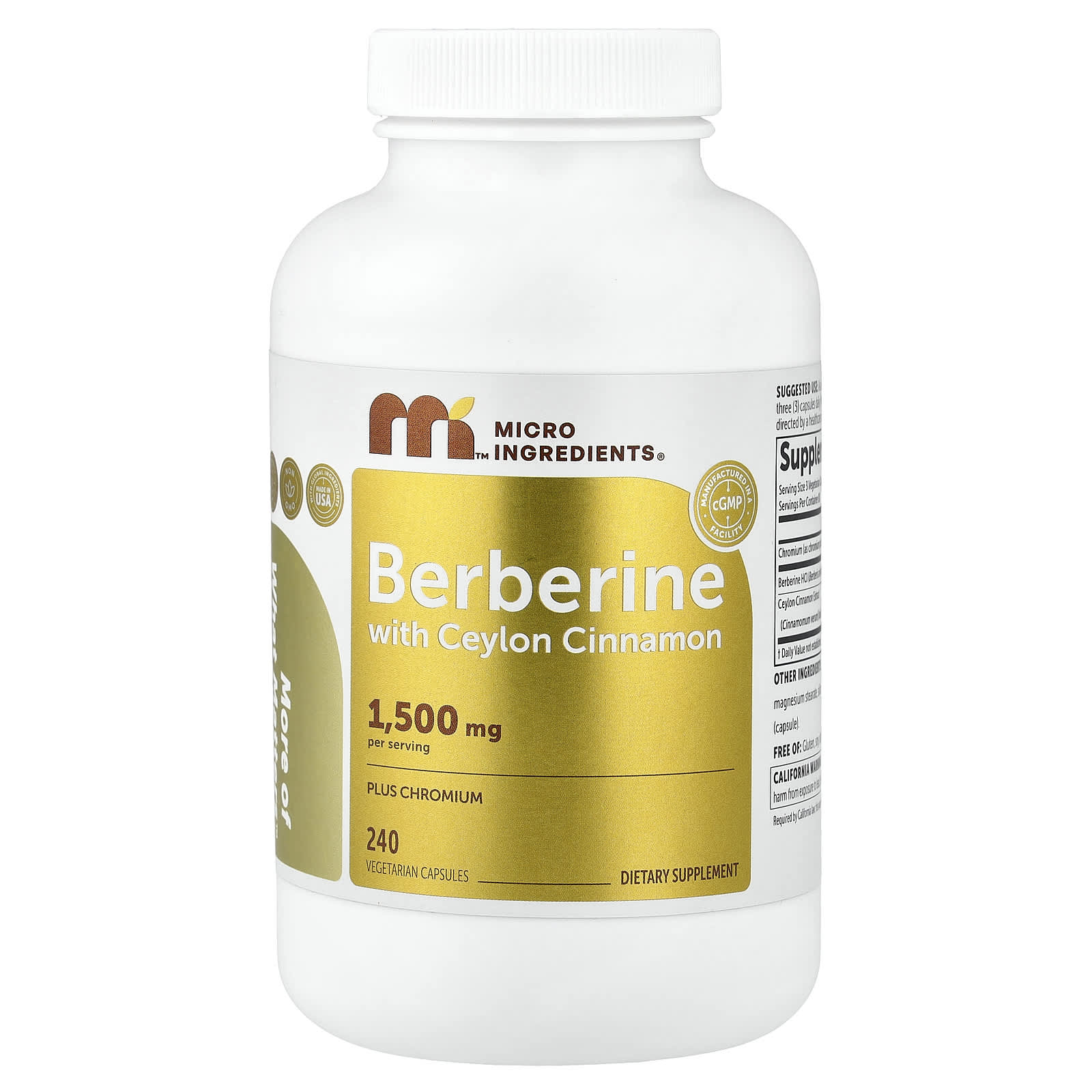 Micro Ingredients, Berbérine avec Cannelle de Ceylan, 240 Gélules Végétales