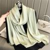 90*180cm Fashion Luxury Solid Color Silk Scarf Women Soft Smooth Scarves Head Wrap Hijab Outdoors Muffler Long Shawl Beach Towel