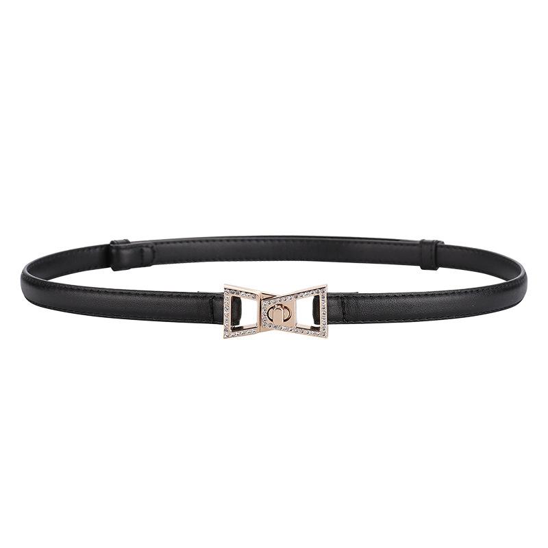 Mei Rhinestone-embellished women s genuine leather belt - adjustable, versatile waist accessory for dresses and shirts чёрный