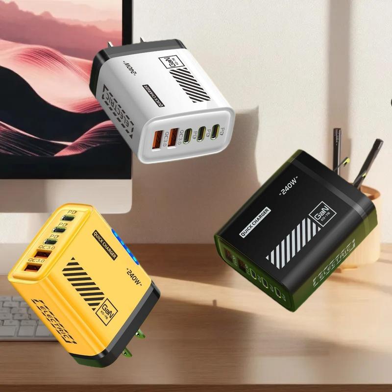 240W 5portová nabíječka na mobilní telefon 2x USB 3 Type C Rychlé nabíjení PD QC 3.0 Quick Charge Adaptér do zásuvky US EU Pro Xiaomi