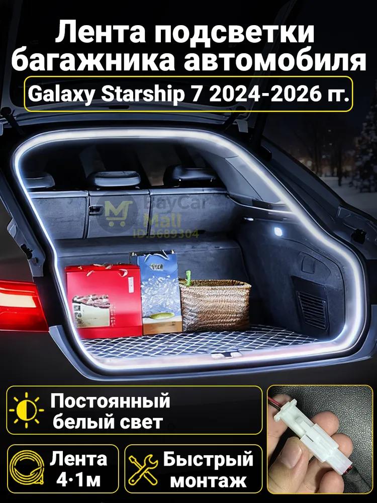 Automatic LED backlight Geely Coolray 2019-2026: 4.1m tape cold white 5000K, constant glow mode, synchronization with the standard plafon