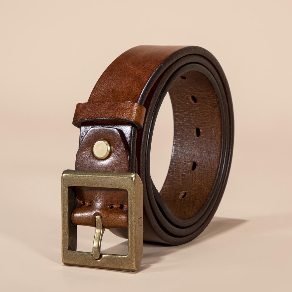 

Ремень из натуральной кожи с пряжкой First Layer Tree Paste, мужской ремень с широкой талией 110cm-130cm верблюд