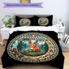 Deer Forest Adventure Pattern Bedding,Quilt Set Quilt Cover Pillowcase Home Birthday Gift (1*duvet Cover+2*pillowcase,without Core)
