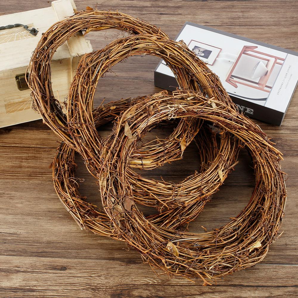3/5Pcs Round Natural Rattan Wreath Stem Branch Ring Garland Wedding Birthday Party Decor Supplies Christmas Gift 20/25/30cm