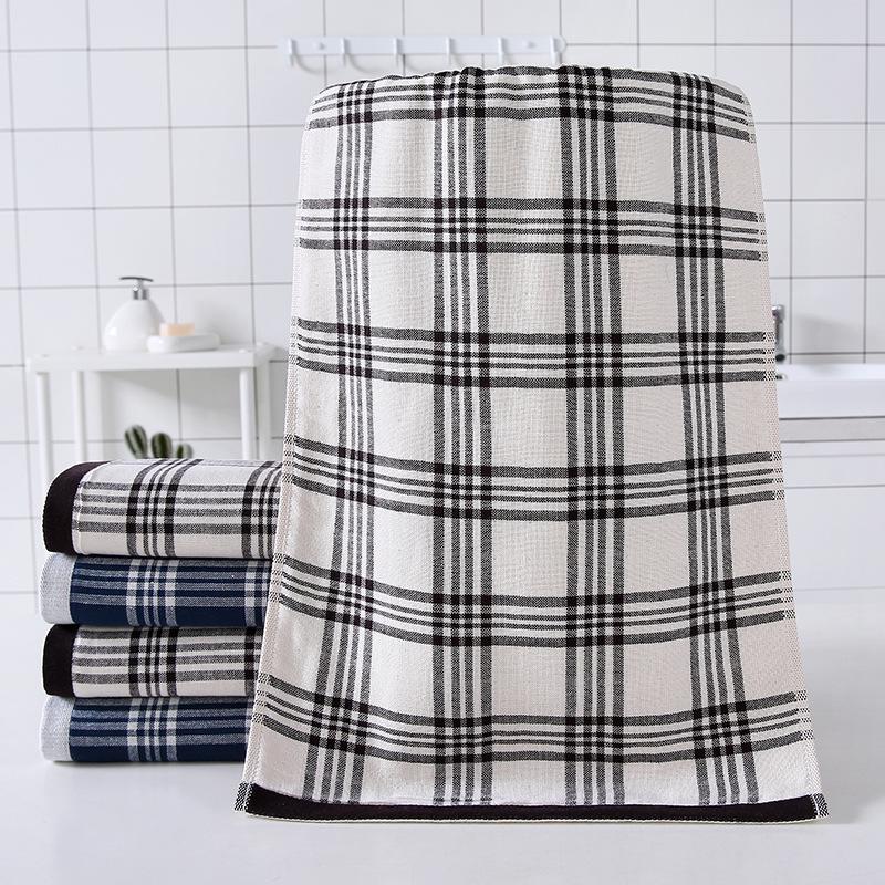 Premium Cotton Plaid Towel: Soft Gauze Front & Terry Loop Back, Perfect for Face Washing & Business Gifts