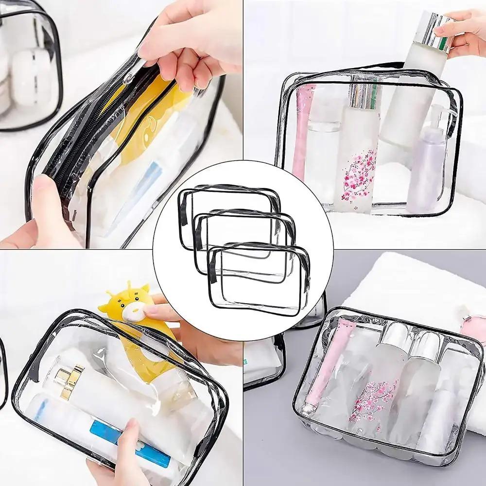 1PC Dust Proof Clear Cosmetic Bag Waterproof Travel Toiletry Organizer with Zipper Large Capacity Pouch