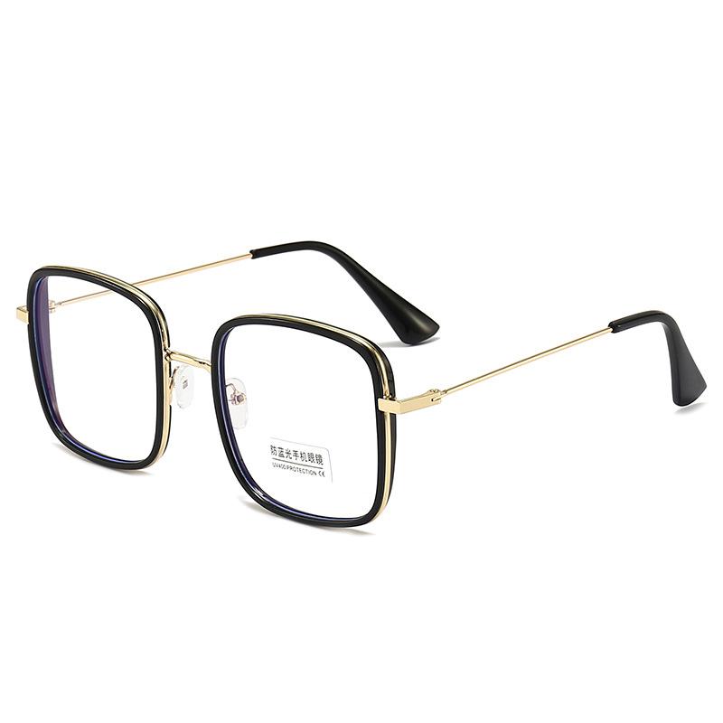 Fashion Trend Anti-Blue Flat Mirror Xiaohongshu Same Square Frame Glasses Frame Plain Street Glasses
