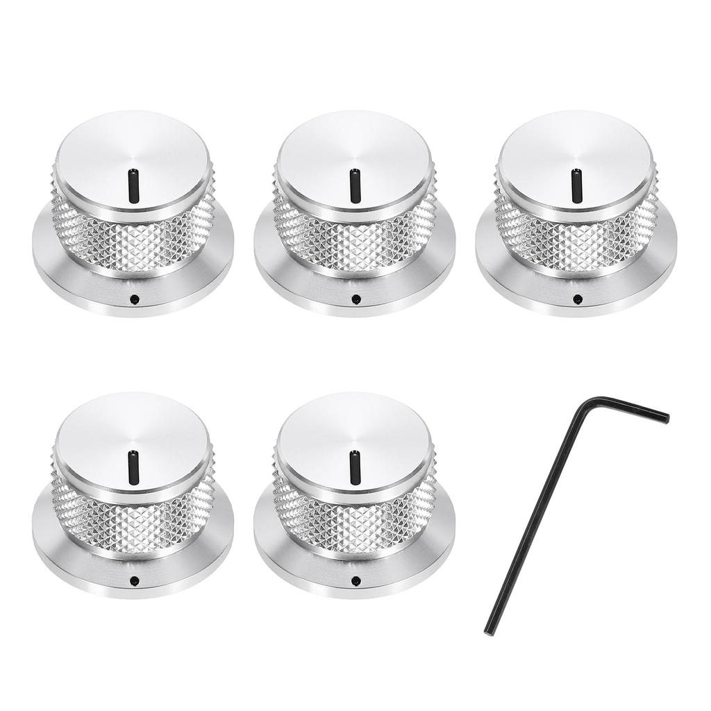 uxcell Aluminum Geared Potentiometer Knobs Volume Tone Control Top Hat Knobs for Musical Audio Silver 5-Pack 1/4" Guitar, Instruments, Mixers,