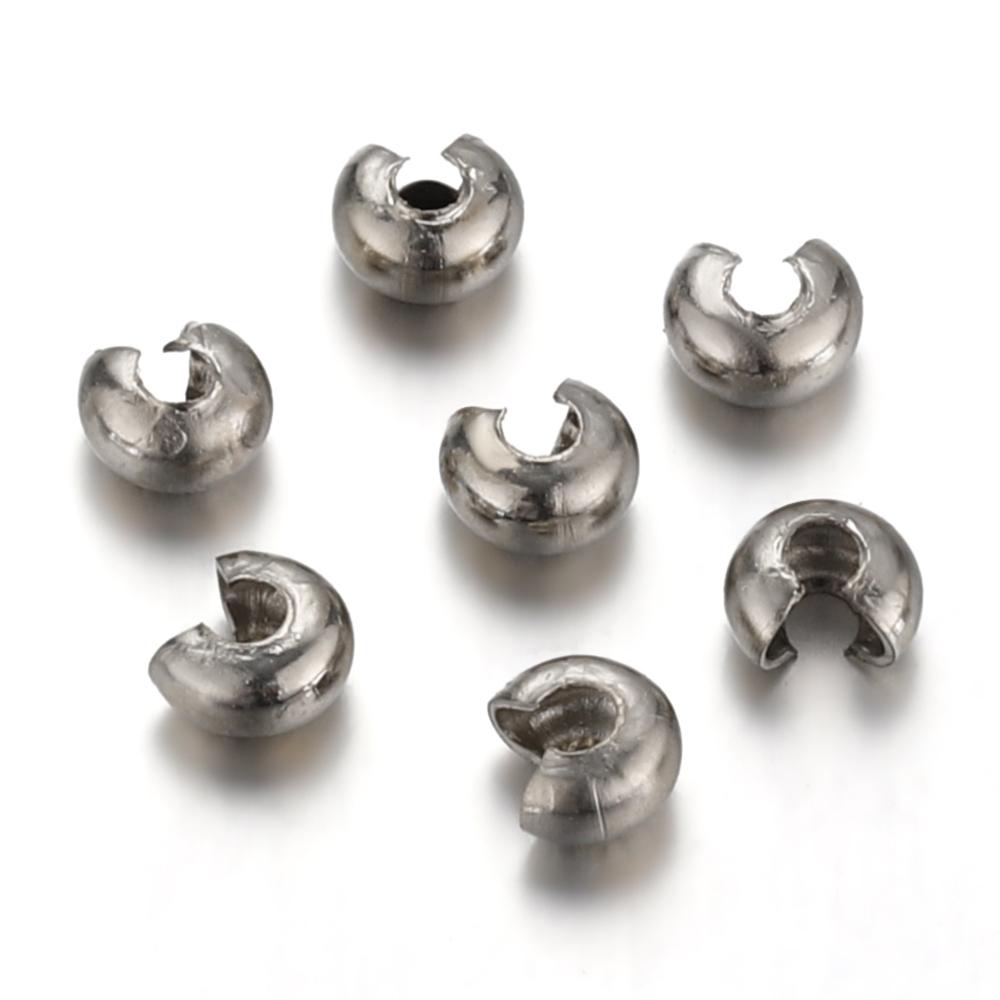 100pcs Open Crimp Beads Covers Crimp End Beads Stopper Spacer Beads for DIY Bracelet Jewelry Making Findings Components Supplies