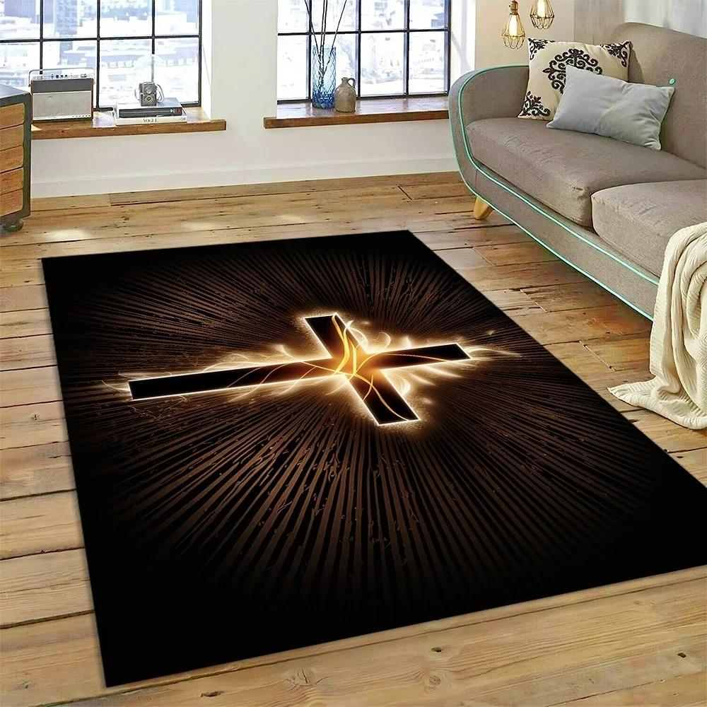 3D Pray Holy Bible Cross Jesus Carpet Rug for Bedroom Living Room Home Sofa Decoration Children Game Large Decor Floor Mat