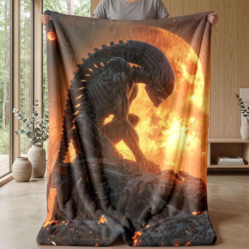 Soft Flannel Blanket Lightweight Cozy Bedroom Living Room CoverAlien Xenomorph