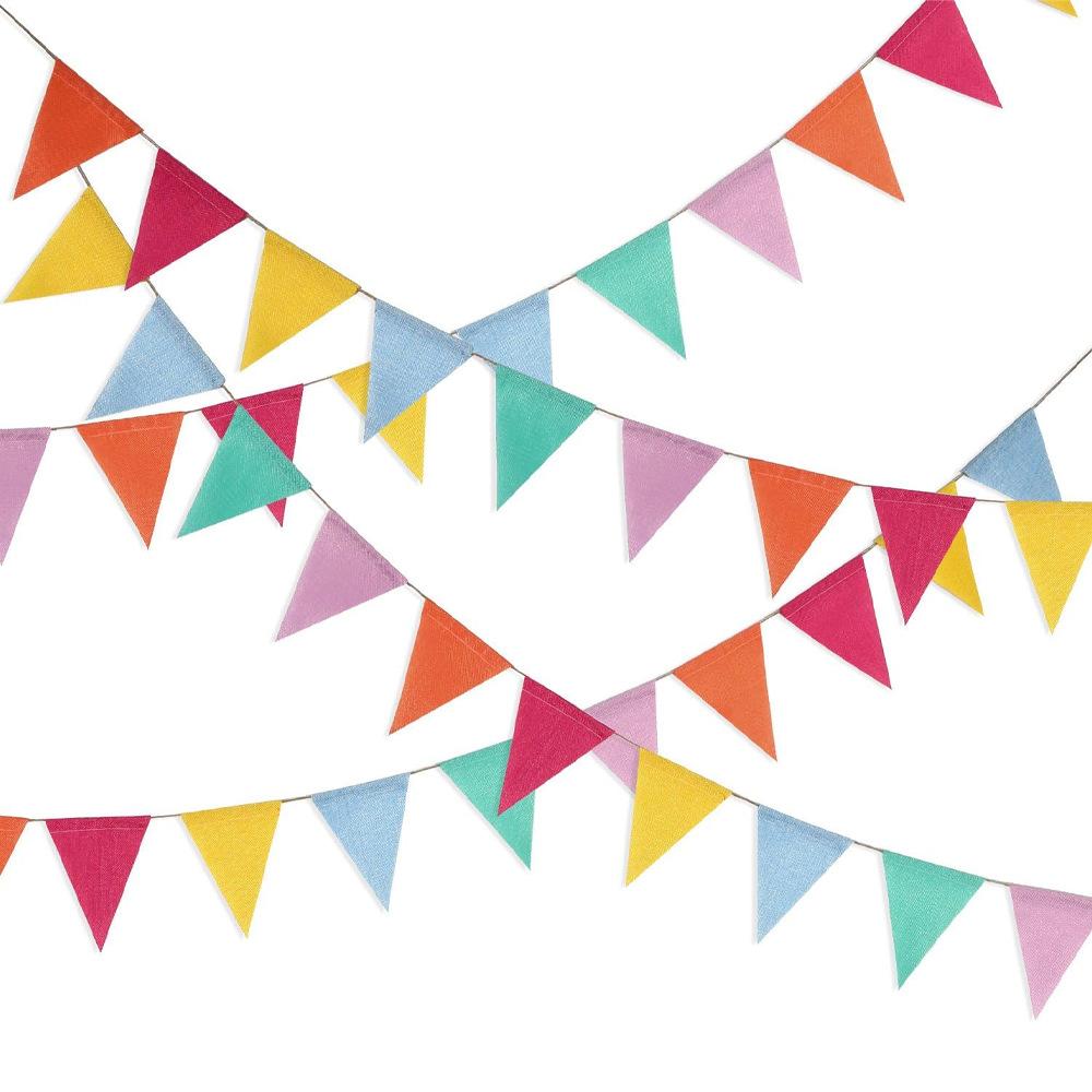 

1Pc Colourful Jute Linen Pennant Flags For Festival Bunting Banners Party Wedding Hanging Banner Party Garland Home Decor