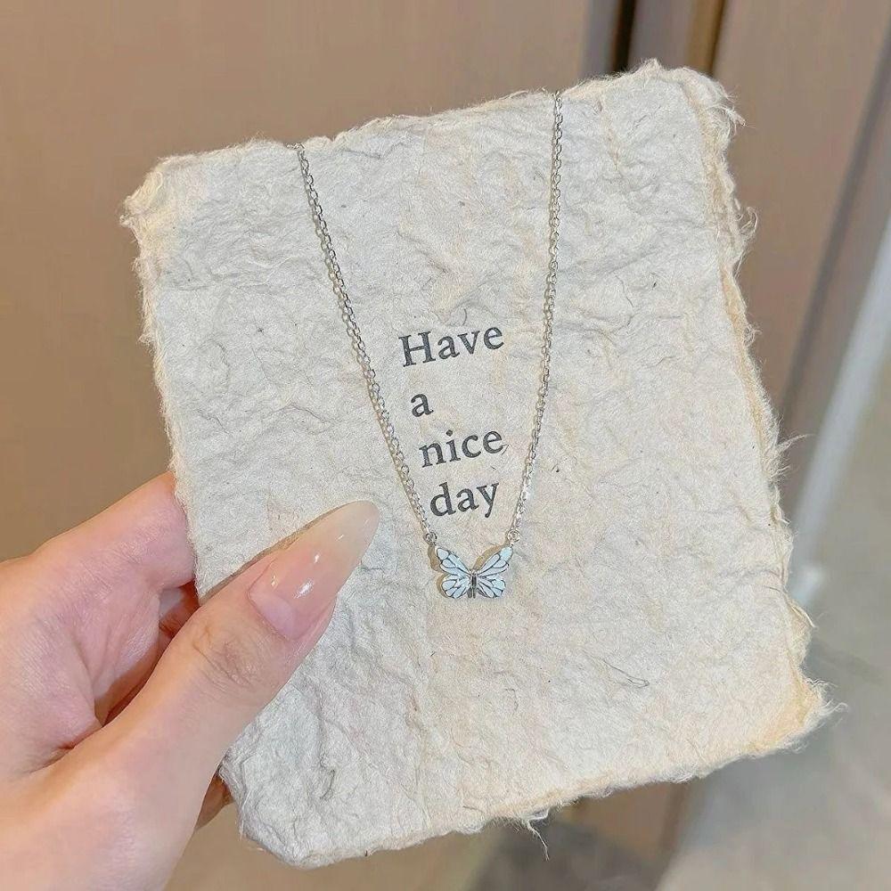 Simple Butterfly Necklace Glow In The Dark Diamond Bracelet Vintage Clavicle Chain  Women