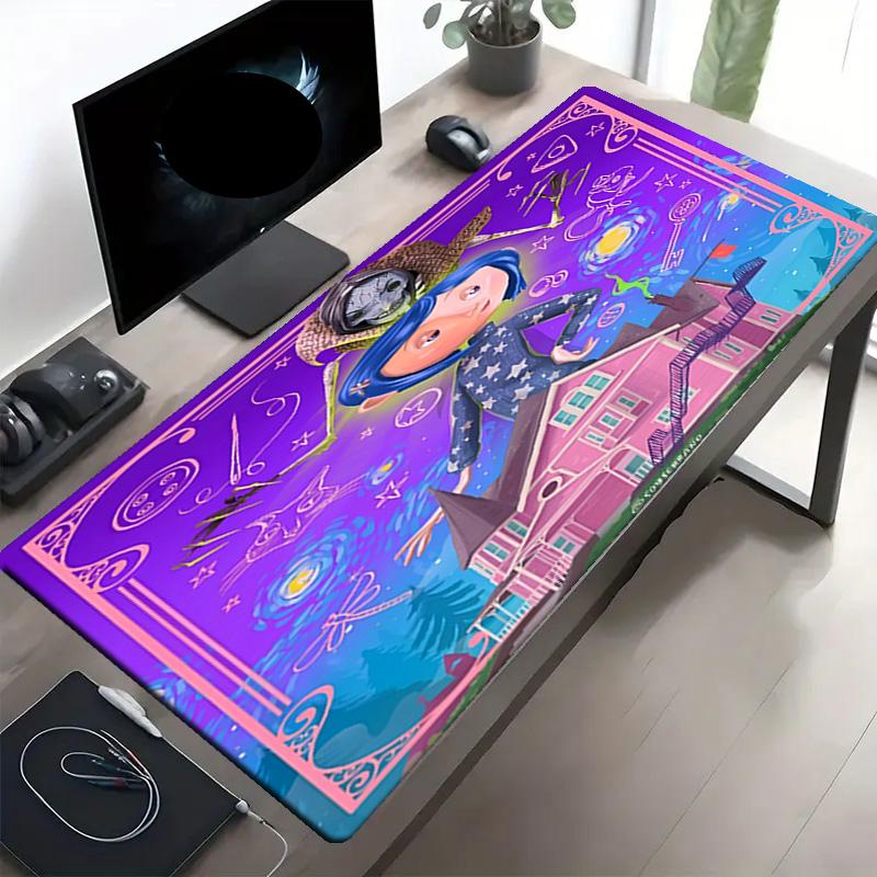 Coraline Print Mouse Pad, Anti‑Slip Desktop keyboard Mat, for PC Laptop Gaming Working Daily Use, Cool Festival Surprise Gift