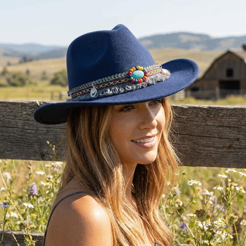 Woll-Cowgirl-Jazzhut Unifarbener Zylinder Cooler Western-Cowboyhut Ritterhüte
