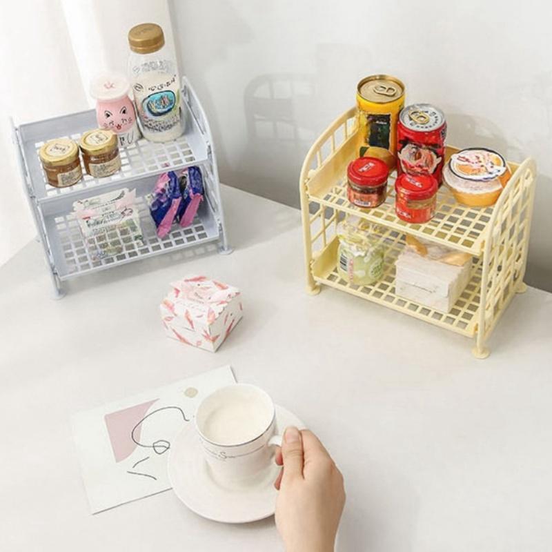 

1шт настольная полка для хранения двухслойная полка для хранения подходит для настольной полки в ванной комнате полка для хранения настольных украшений белый